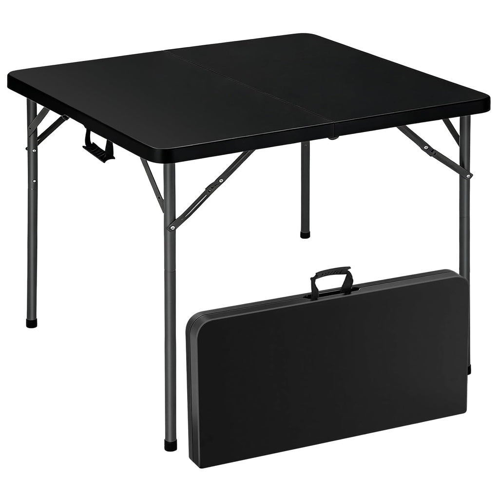 34" Black Square Folding Table with Carrying Handle S207945