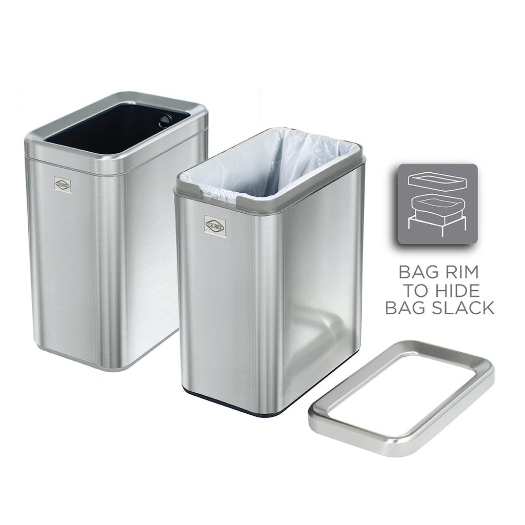 2.6 Gallon Stainless Steel Slim Trash Can with Removable Bucket I197
