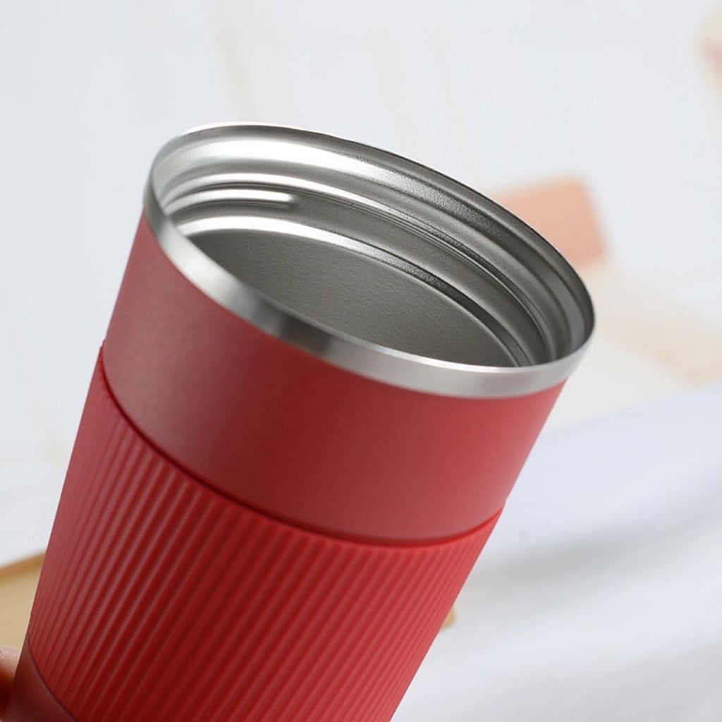 Stainless Steel Insulated Travel Coffee Mug Flip up Tumbler, Double wall Leak Proof Vacuum Cup Keep Drink Cold and Hot (Red, 17 Ounces) H5961