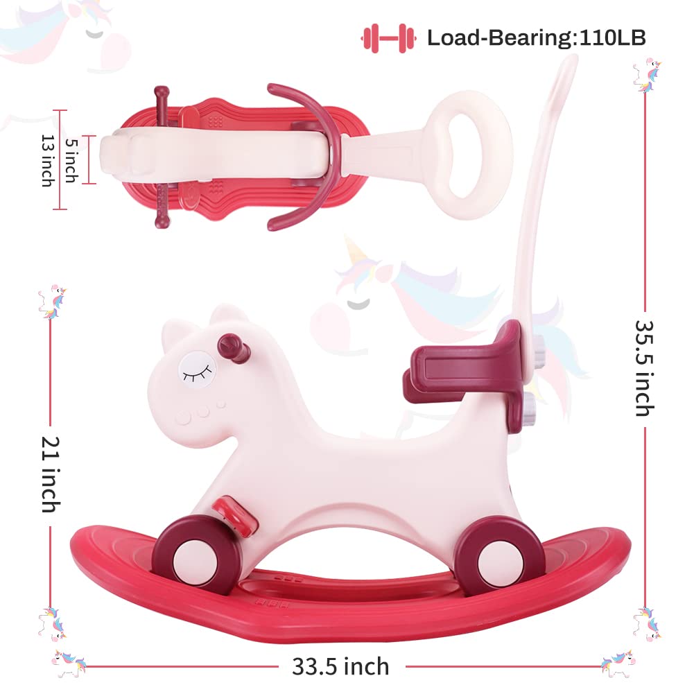4 in 1 Rocking Horse Balance Bike Ride On Toy with Push Handle K920