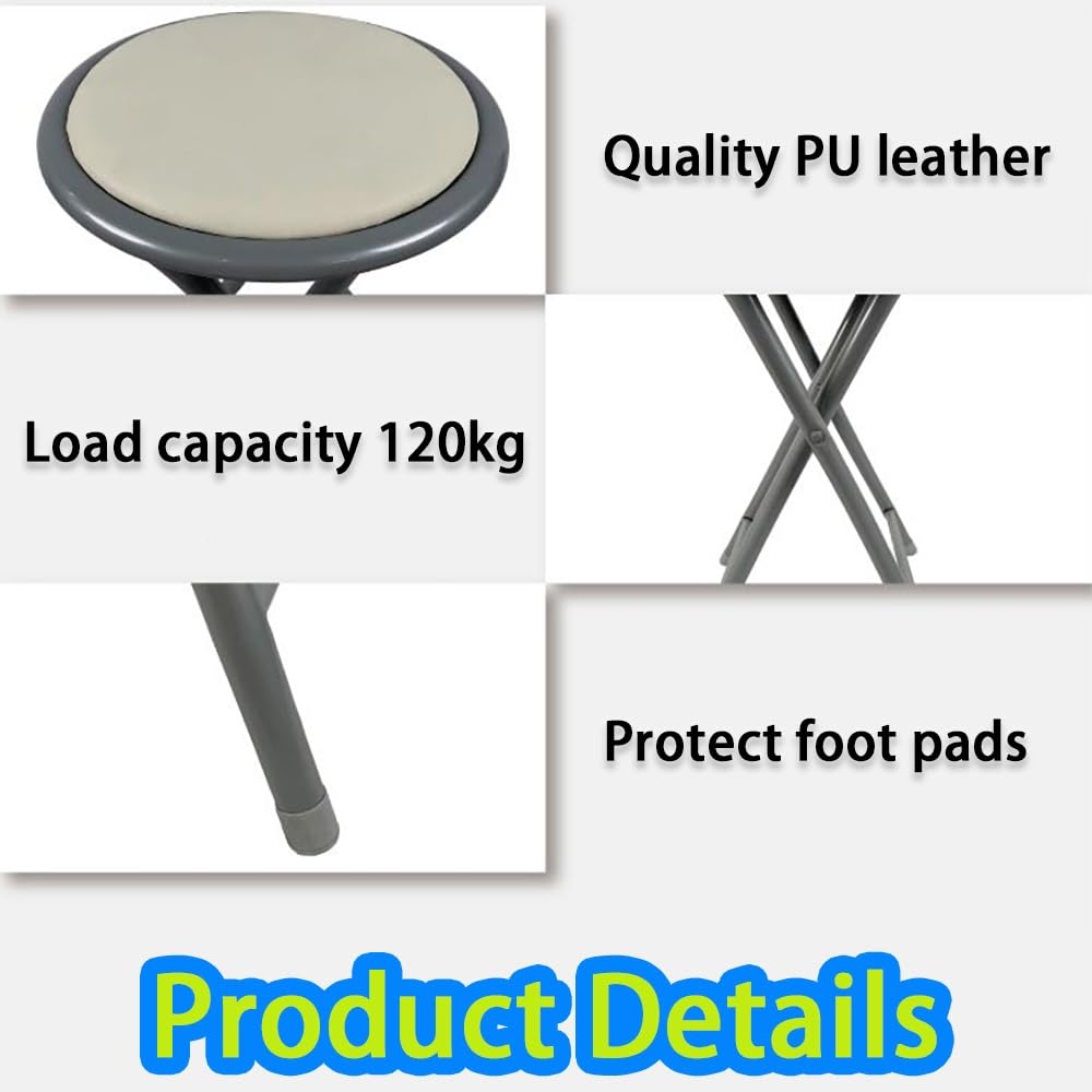 18 Inch Folding Bar Stool 2 Pcs with Footrest Black U9304