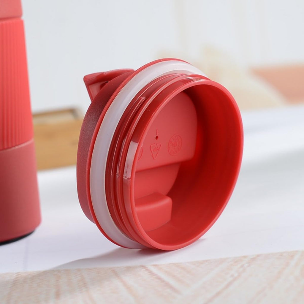 Stainless Steel Insulated Travel Coffee Mug Flip up Tumbler, Double wall Leak Proof Vacuum Cup Keep Drink Cold and Hot (Red, 17 Ounces) H5961
