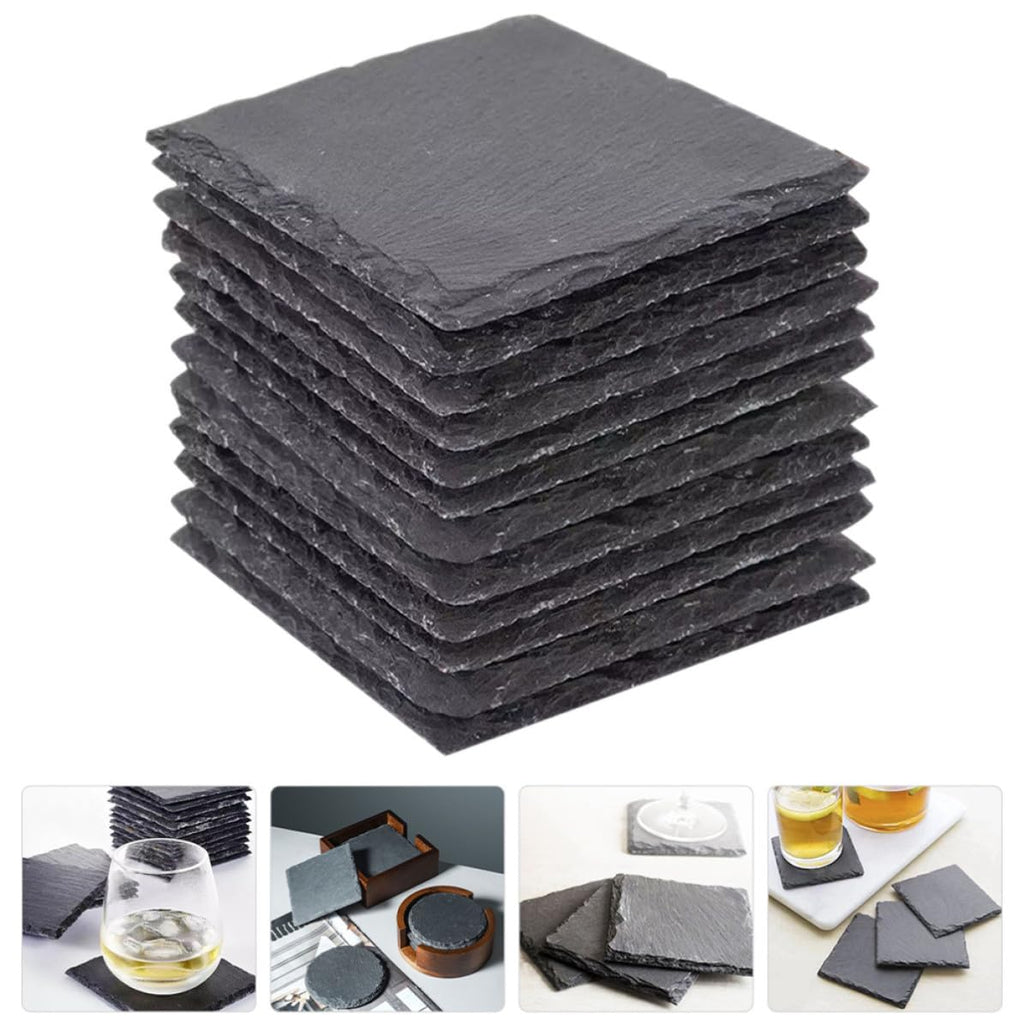 12pcs Natural Stone Coasters with Non Slip Bottom M190717