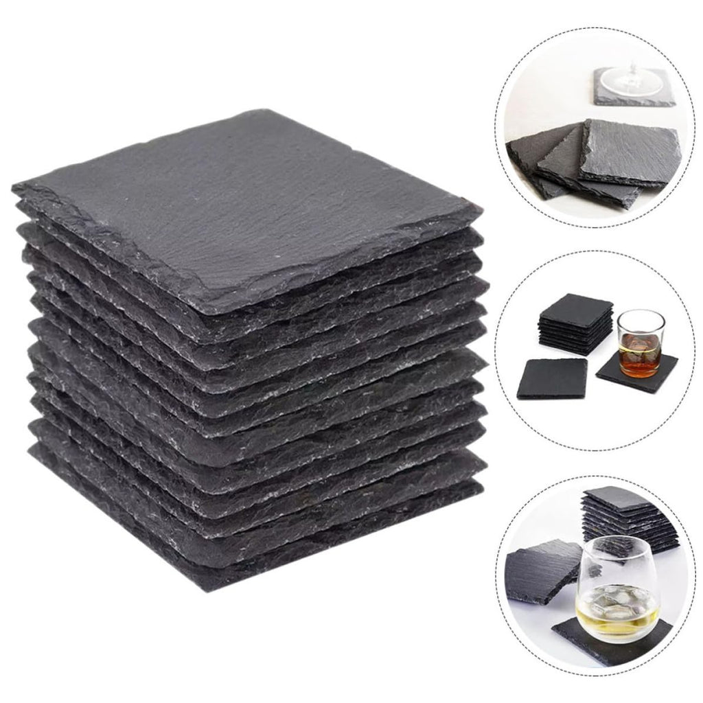 12pcs Natural Stone Coasters with Non Slip Bottom M190717