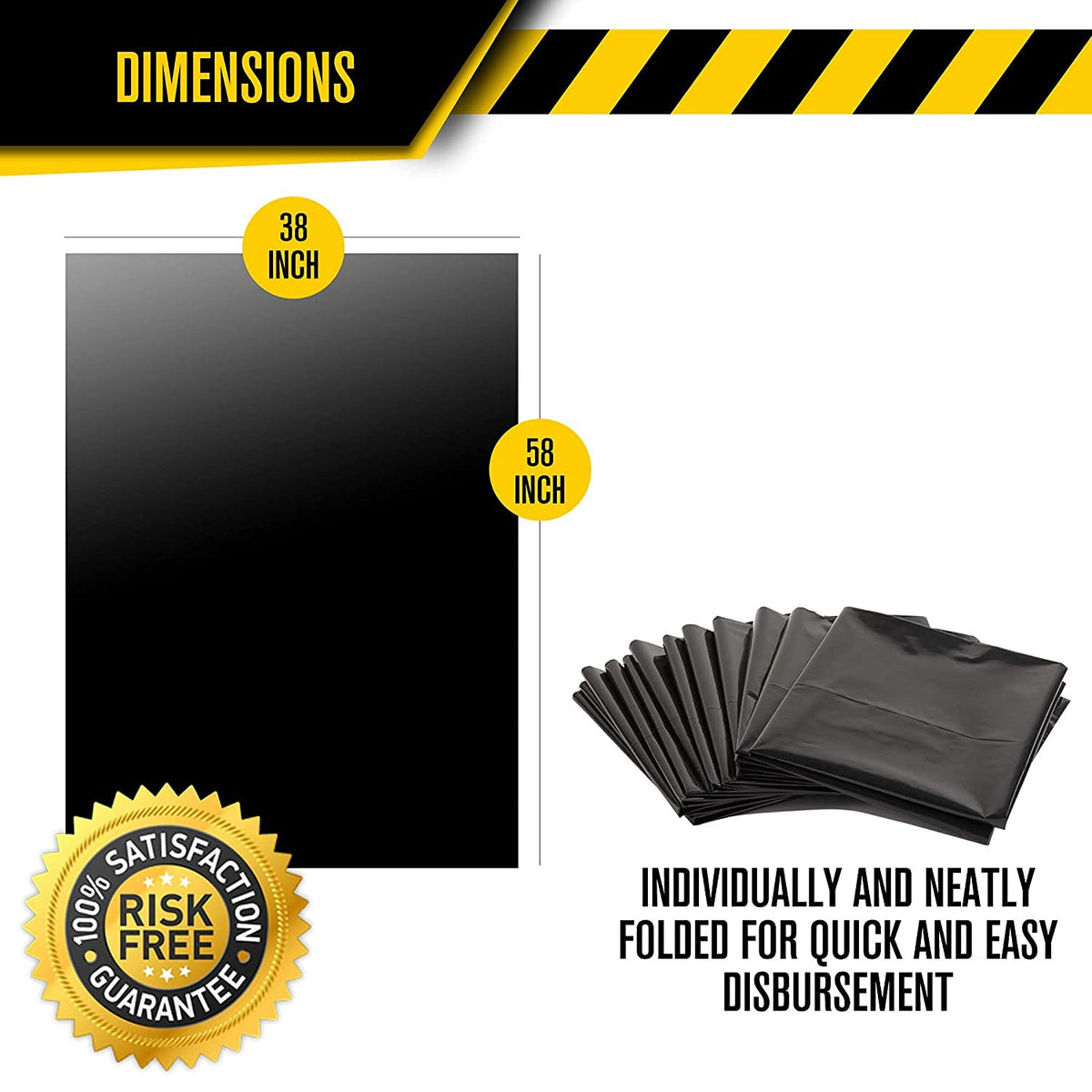55-60 Gallon Heavy Duty Black Drum Liners 50 Bags 2 Mil O196833