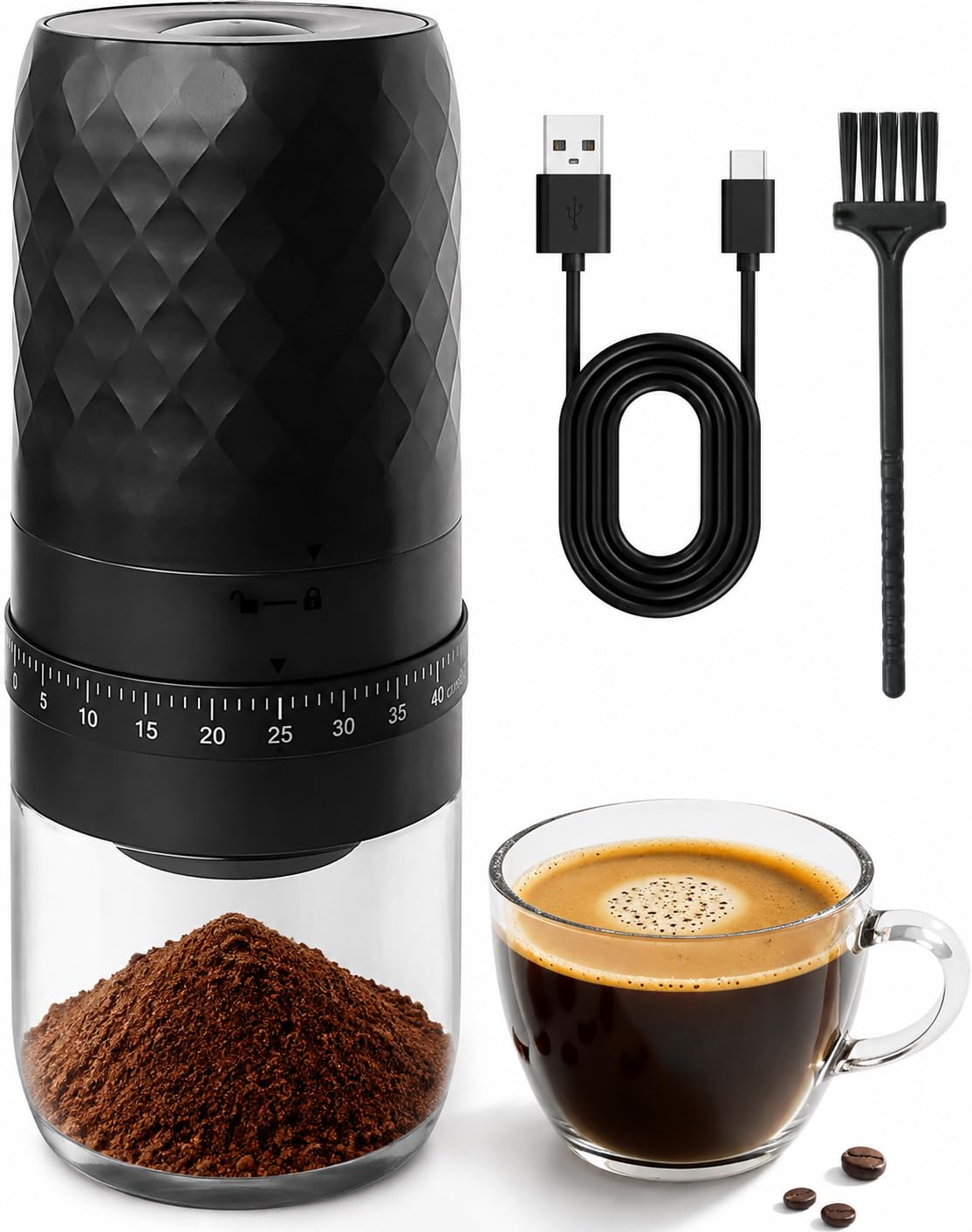 Portable Electric Coffee Grinder with 40 Adjustable Settings C89927