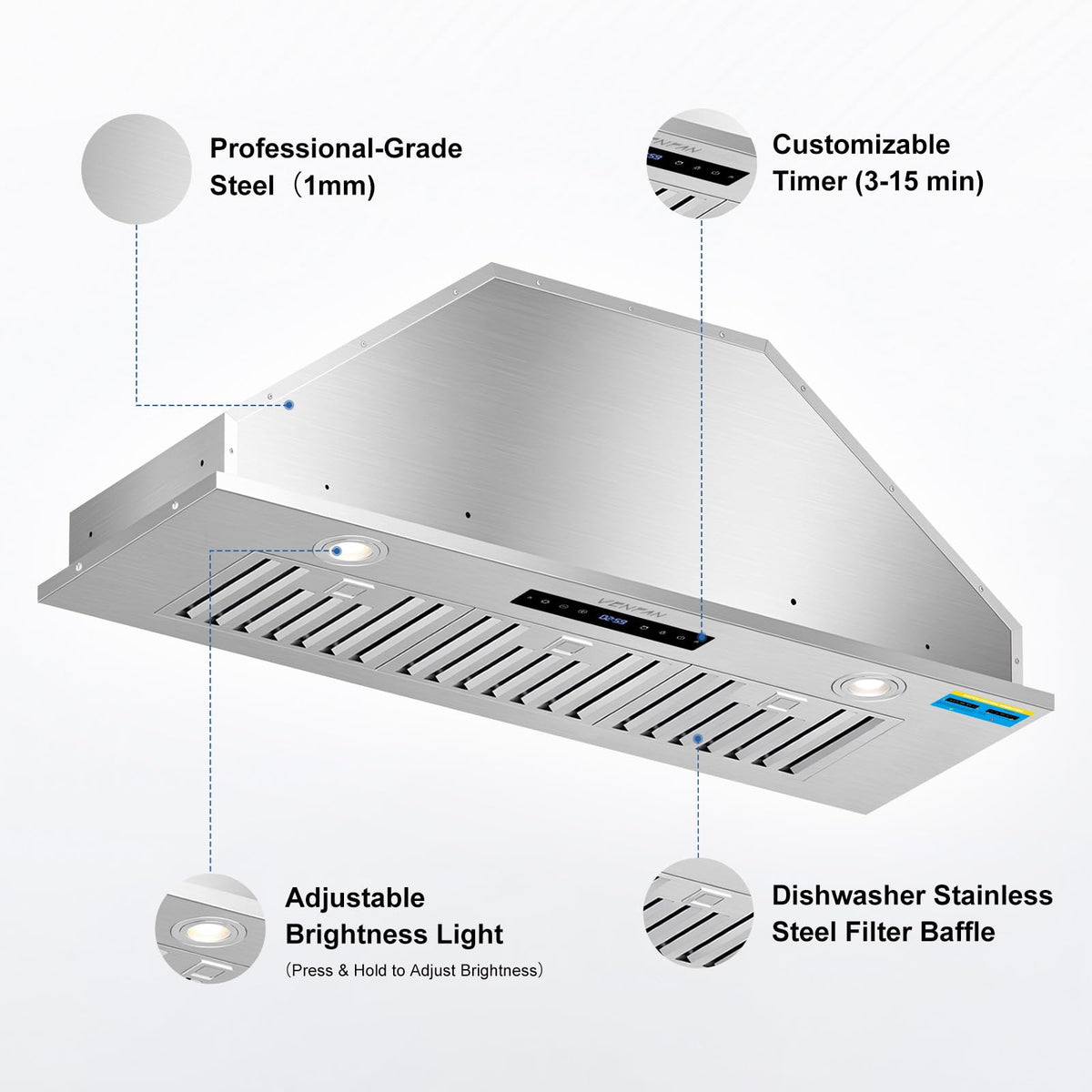 36-Inch 1200 CFM Built-in Range Hood Insert E223