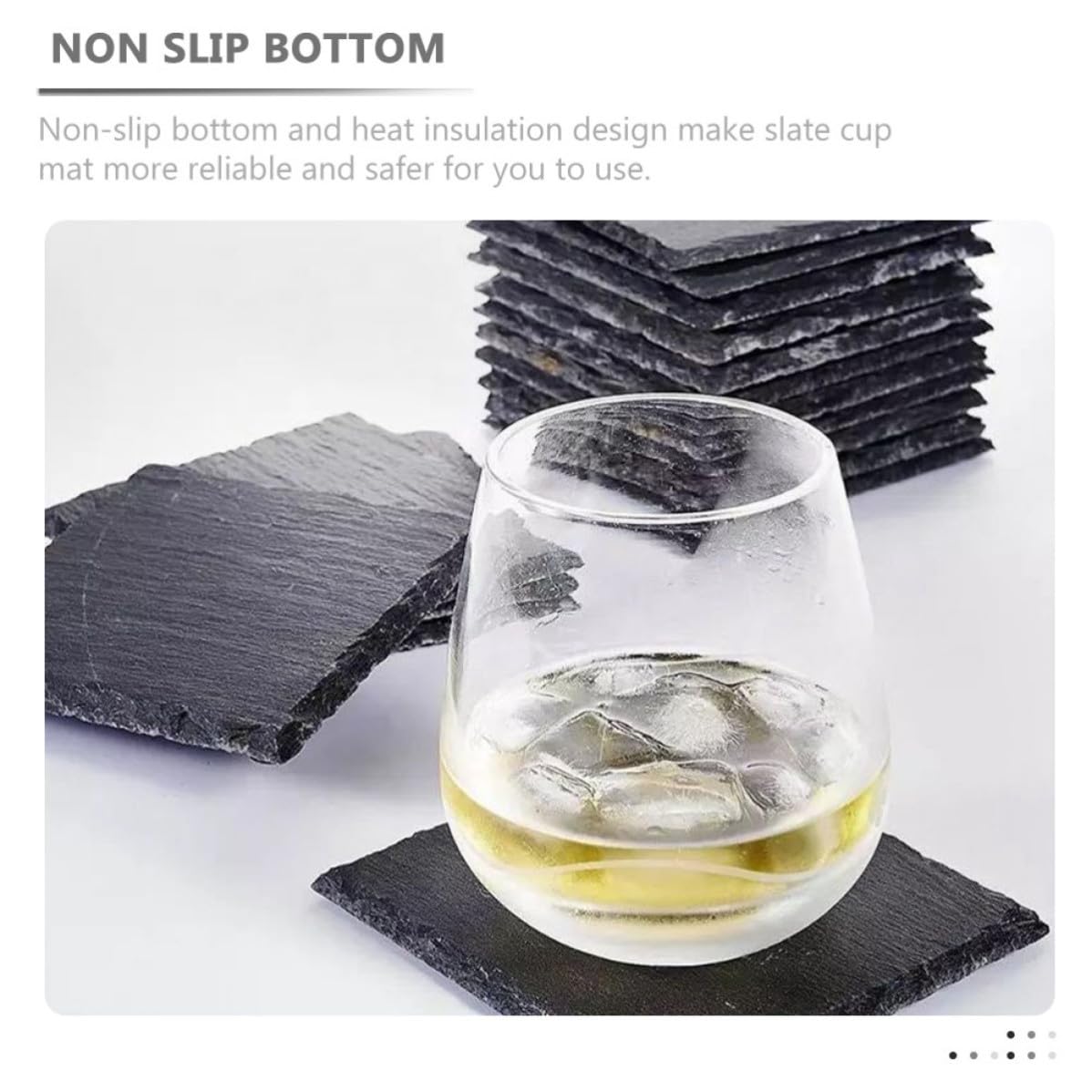 12pcs Natural Stone Coasters with Non Slip Bottom M190717