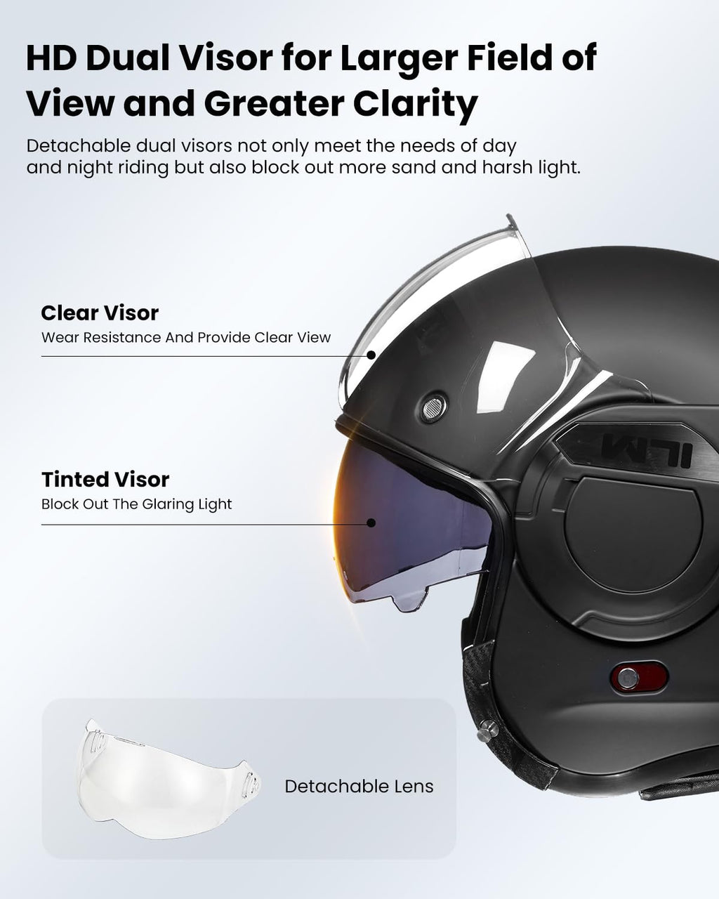 Matte Black Full Face Modular Motorcycle Helmet V9756