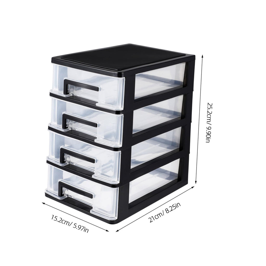 Black Transparent 4-Layer Plastic Drawer Storage Cabinet B274778