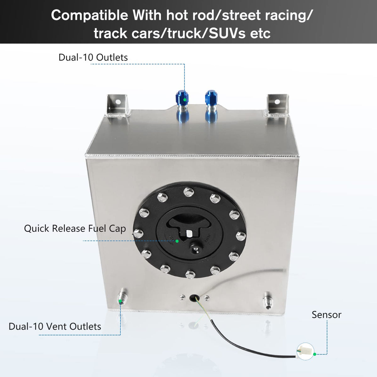 5 Gallon Aluminum Polished Fuel Cell with Cap H54336