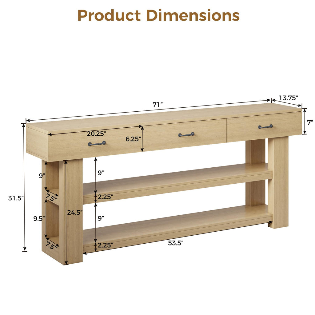 Oak Console Table with Drawers S6456