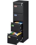 Black 4 Drawer Metal File Cabinet with Lock F17496