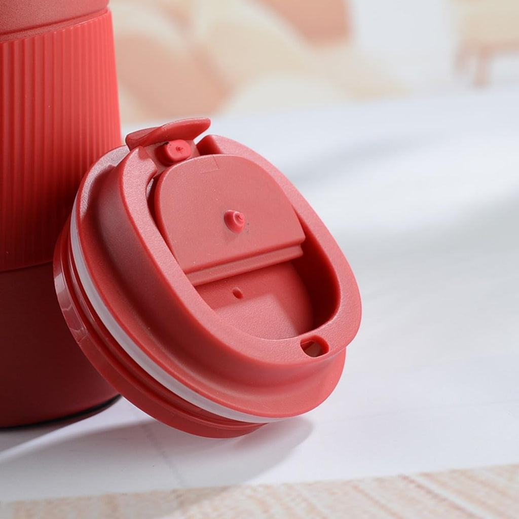 Stainless Steel Insulated Travel Coffee Mug Flip up Tumbler, Double wall Leak Proof Vacuum Cup Keep Drink Cold and Hot (Red, 17 Ounces) H5961