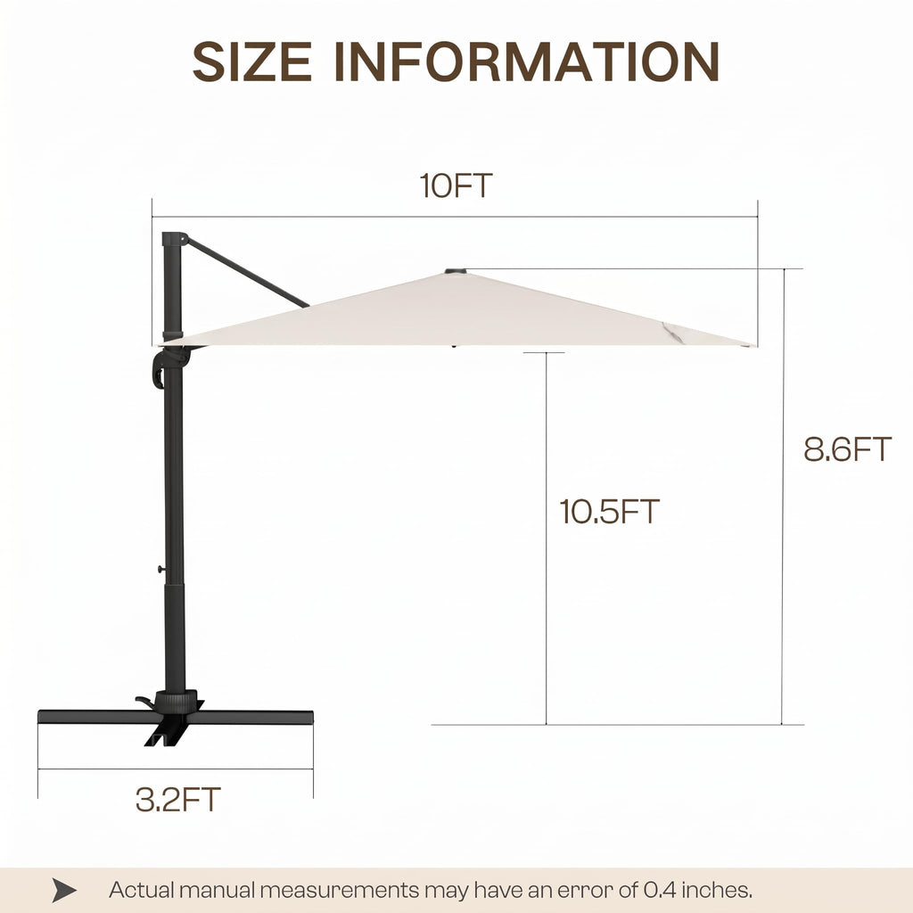 11ft Offset Cantilever Patio Umbrella with Solar Lights A749548