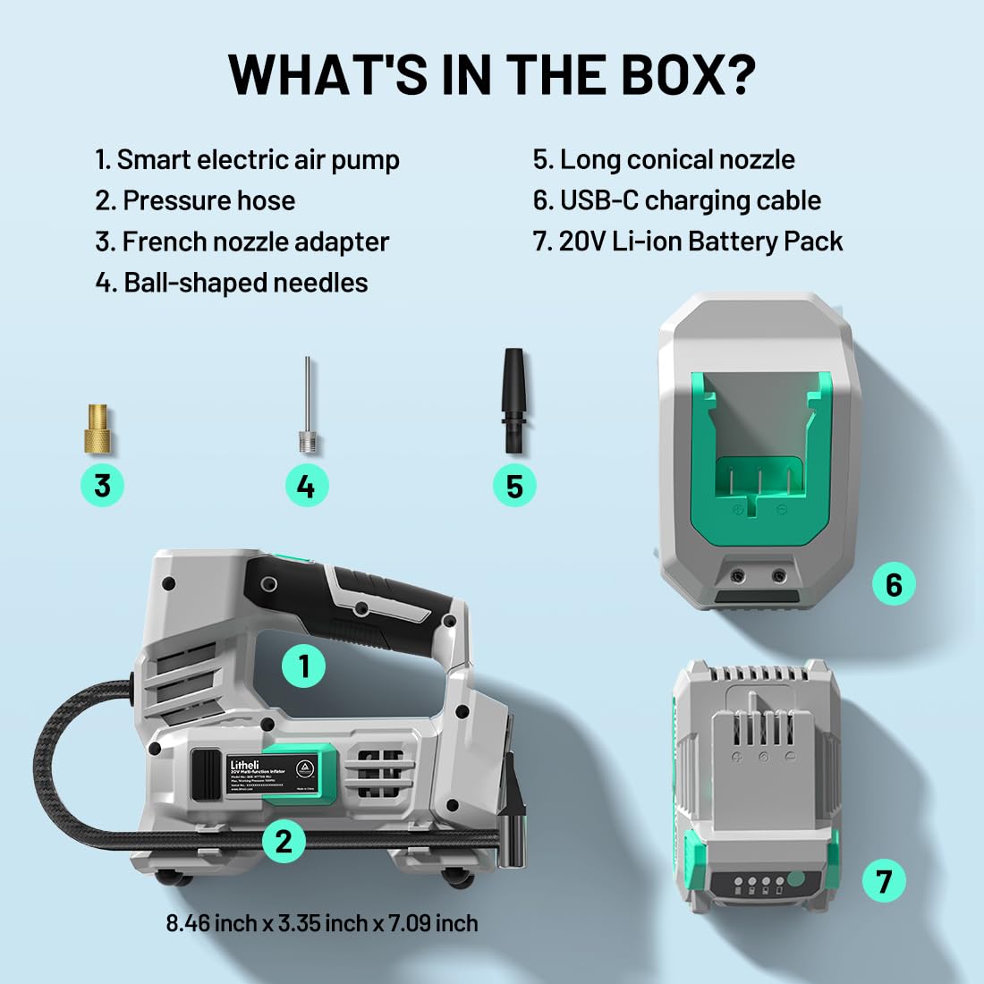 20V Cordless Tire Inflator Air Compressor with Digital Pressure Gauge A5896