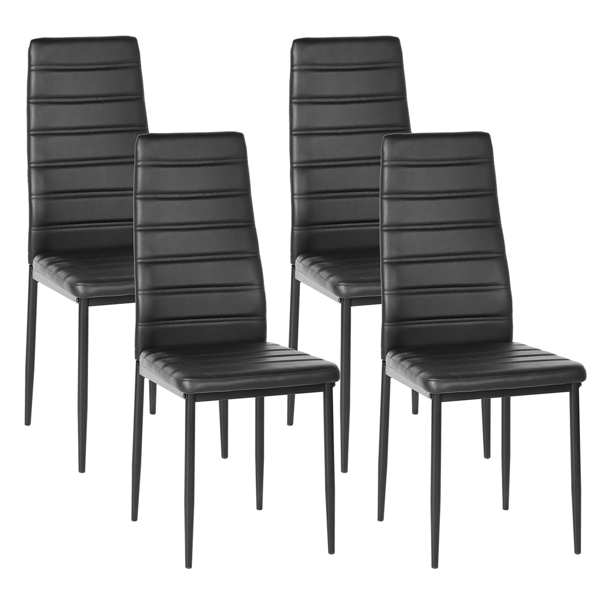 Black PU Dining Chairs Set of 4 Metal Legs U9205