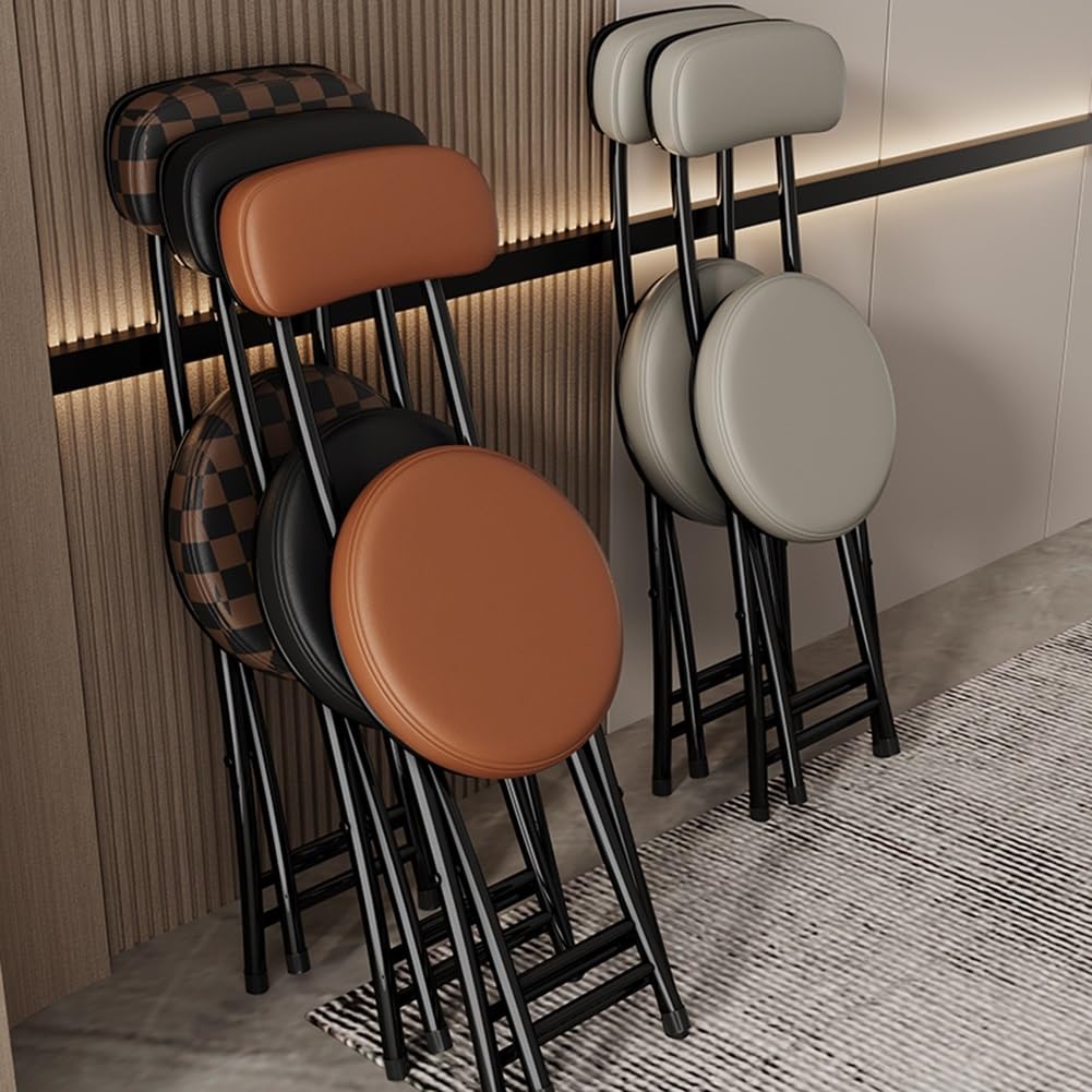 Portable Folding Cushioned Bar Stool 18 Inch Black B542