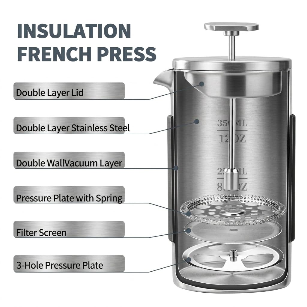 12 oz Stainless Steel French Press P119