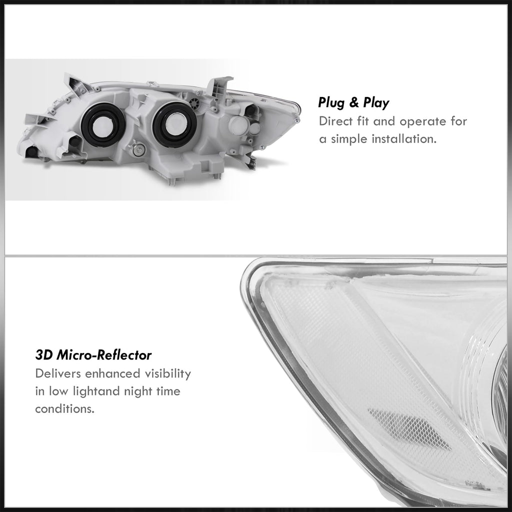 Chrome Housing Clear Lens Projector Headlights Pair A30883