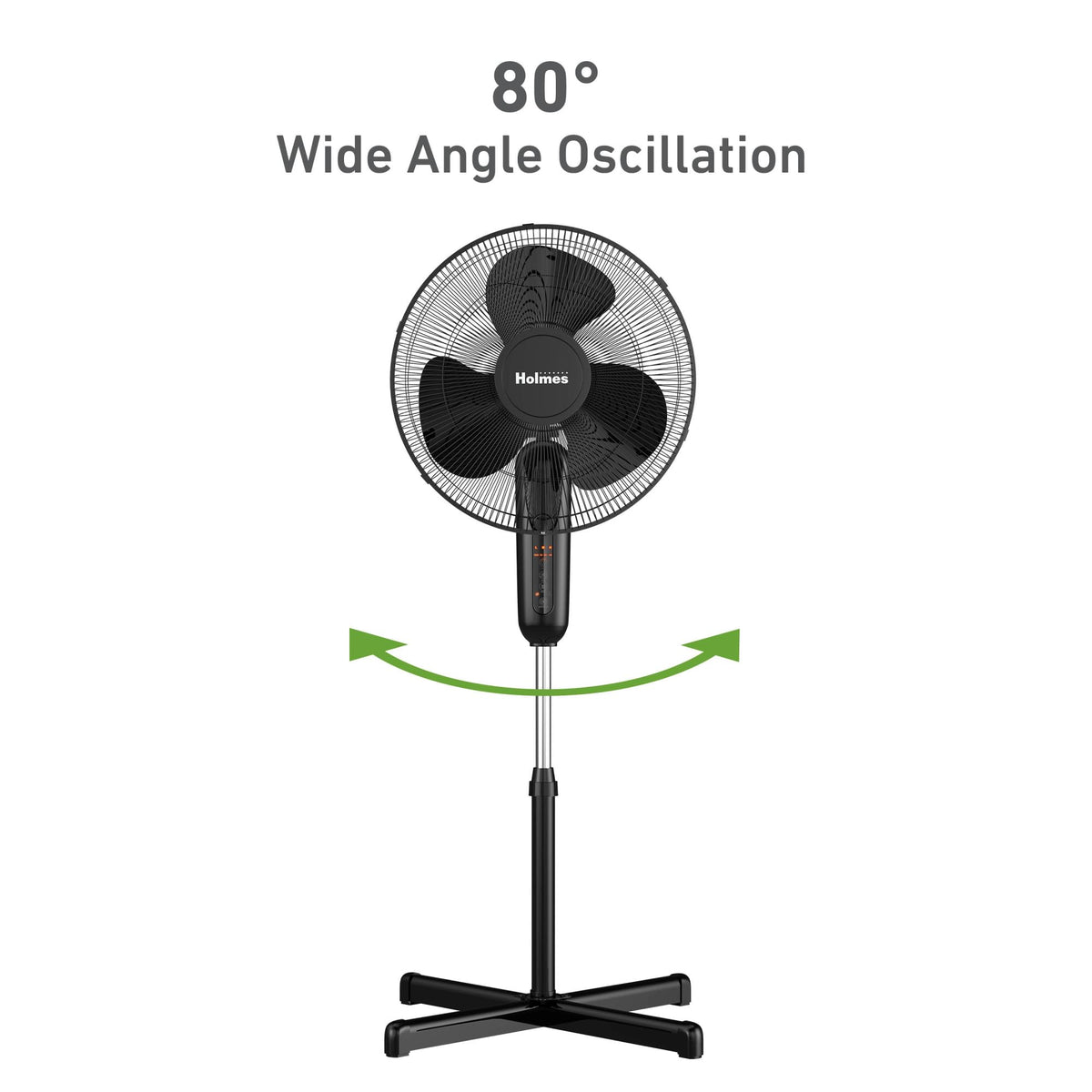 16" Digital Stand Fan, 80° Oscillation, 3 Speeds, Remote Control, Black P482370