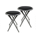 18 Inch Folding Bar Stool 2 Pcs with Footrest Black U9304