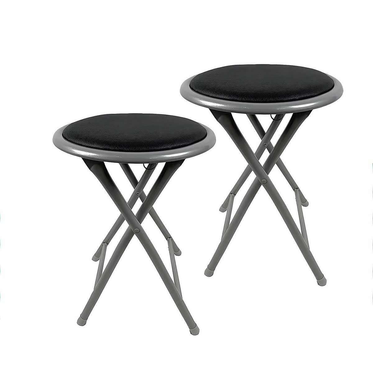 18 Inch Folding Bar Stool 2 Pcs with Footrest Black U9304