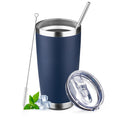 20oz Navy Blue Stainless Steel Insulated Tumbler with Lid and Straw G791