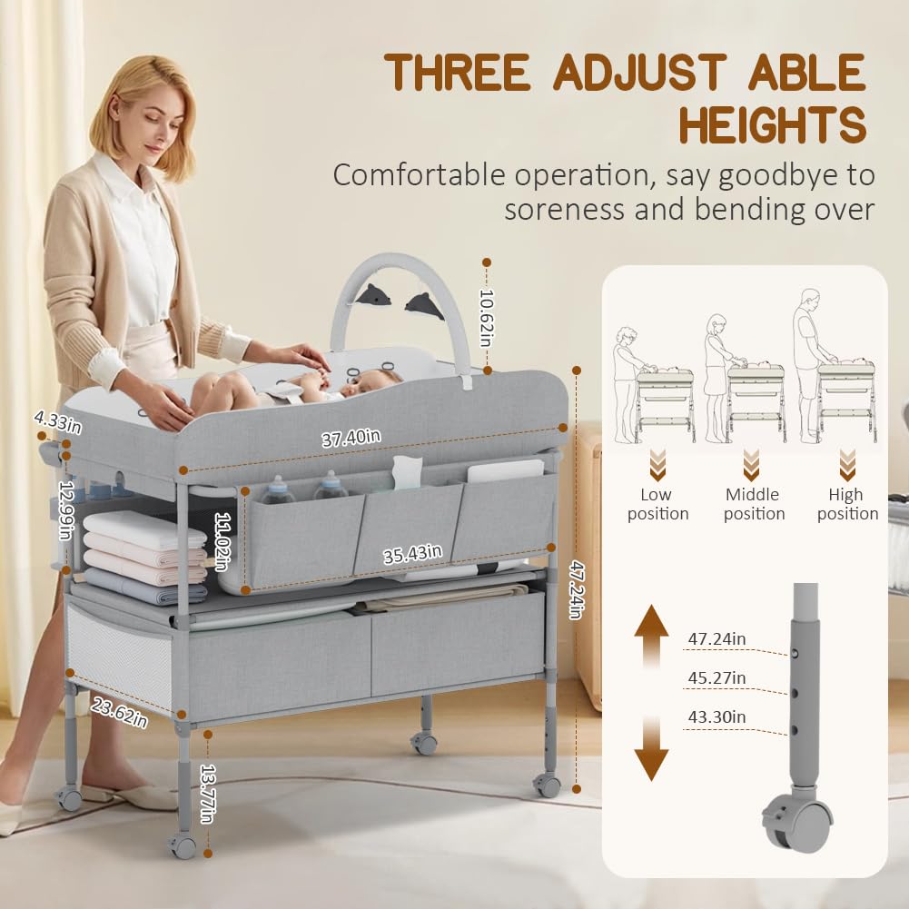Portable Baby Changing Table with Storage Drawers R82155