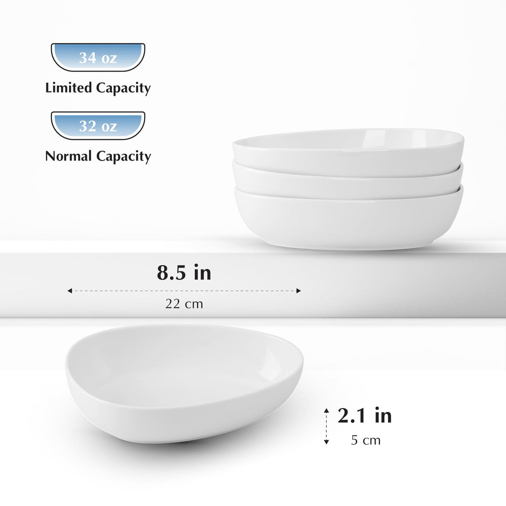 32 Oz White Porcelain Soup Bowls Set of 4 E135383