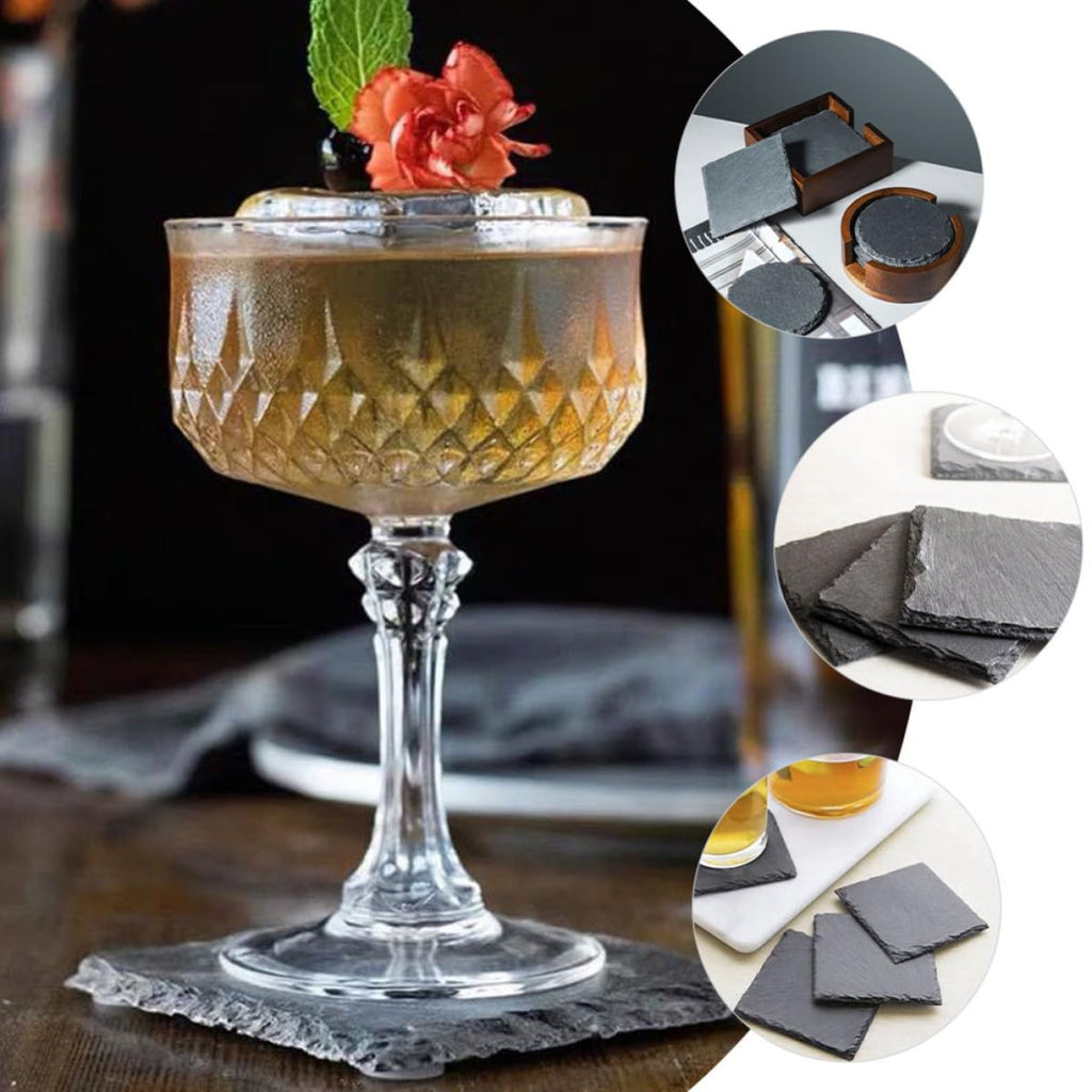 12pcs Natural Stone Coasters with Non Slip Bottom M190717