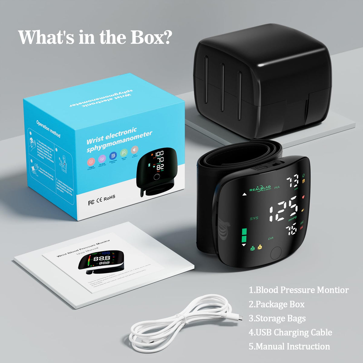 Black Wrist Blood Pressure Monitor L1547