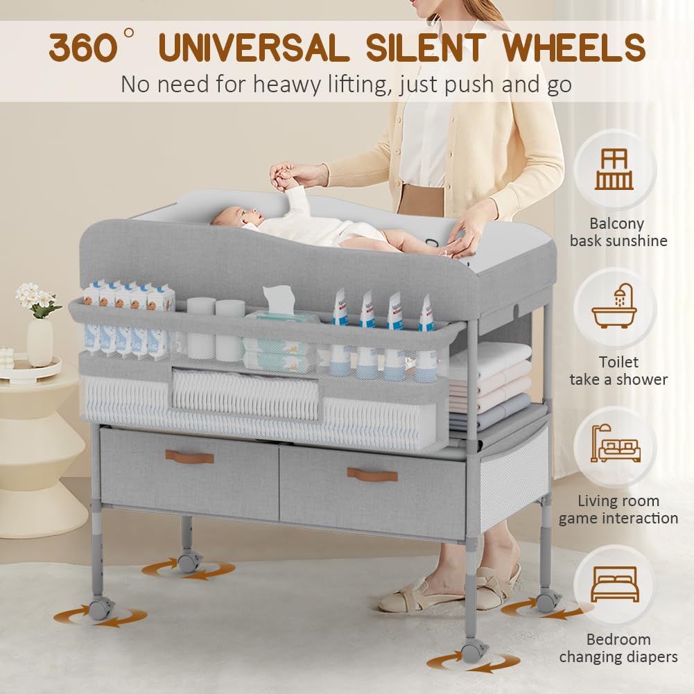 Portable Baby Changing Table with Storage Drawers R82155