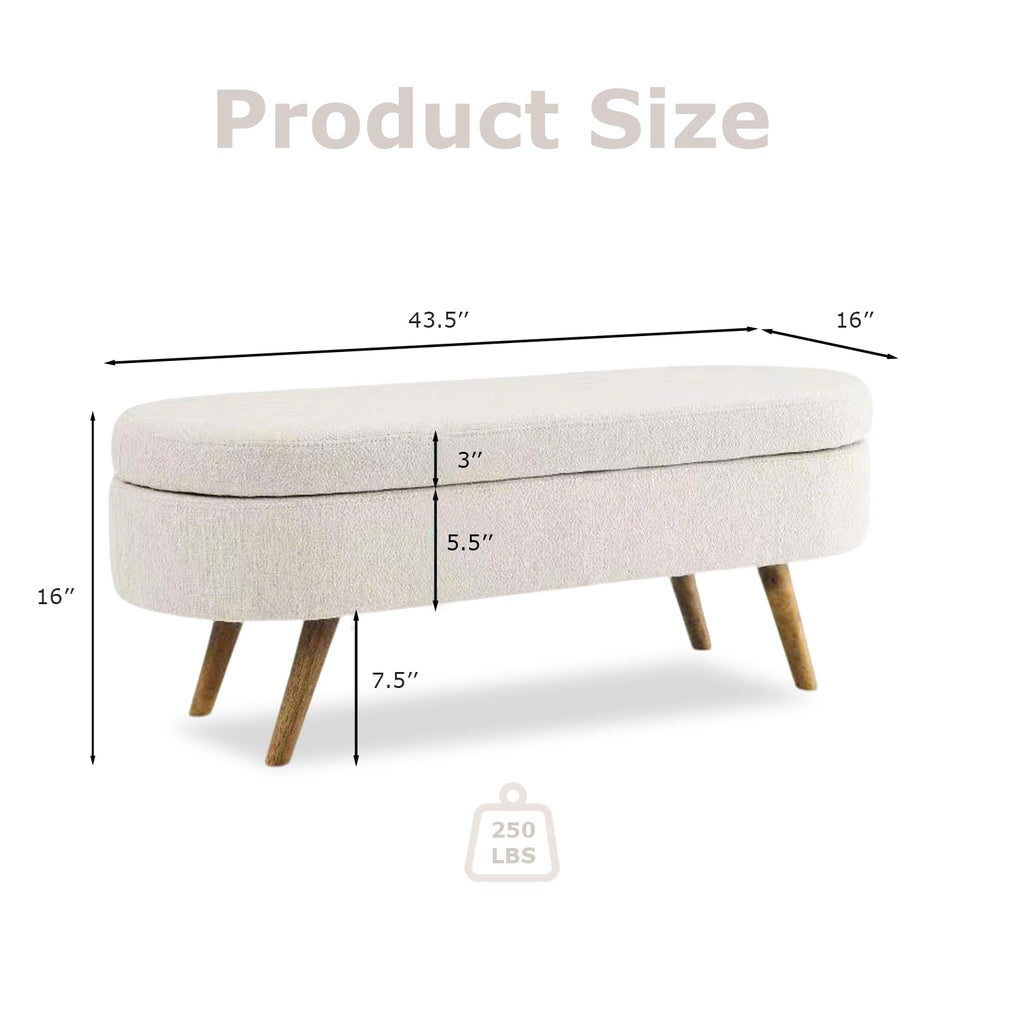 Oval Storage Bench Linen Fabric P355584