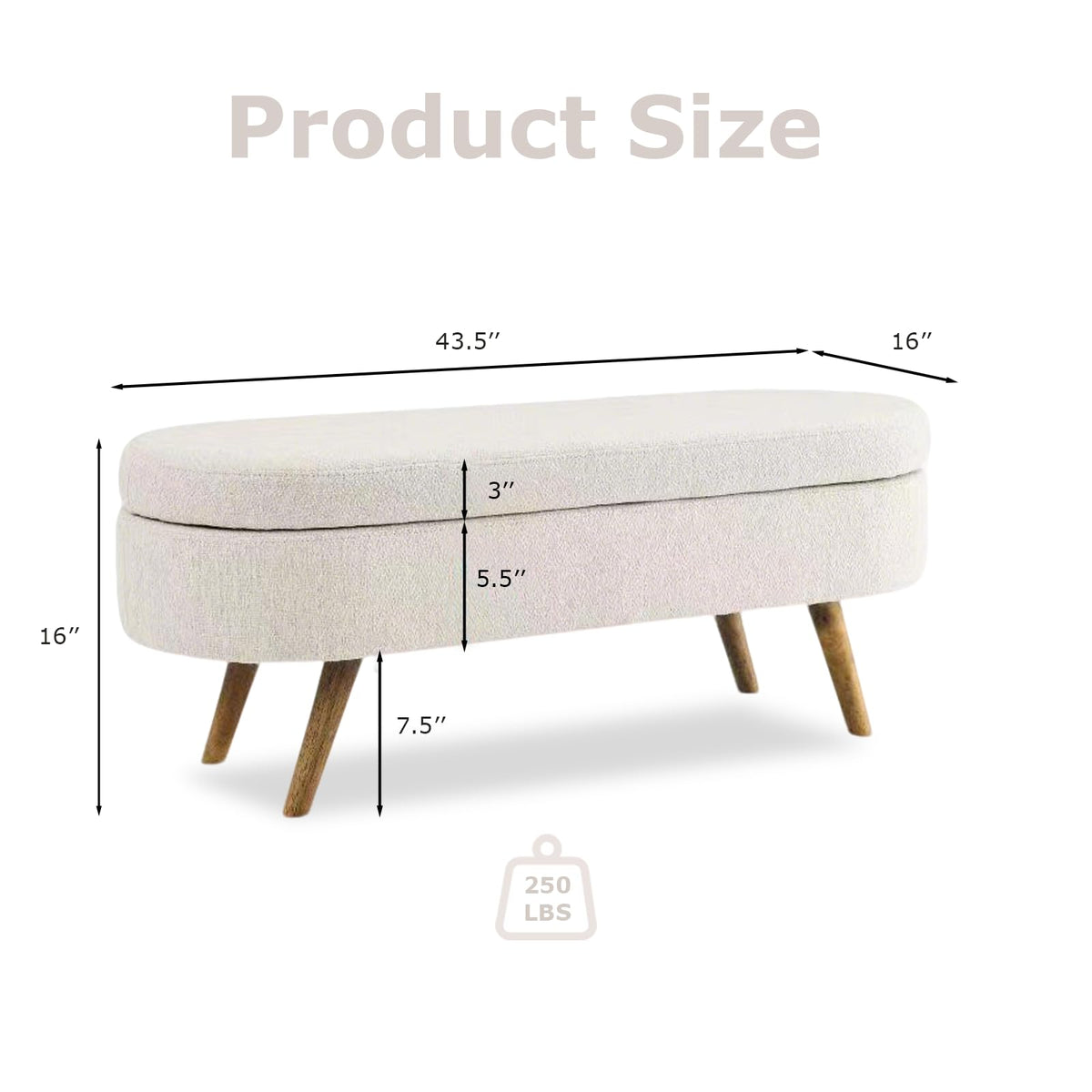 Oval Storage Bench Linen Fabric P355584