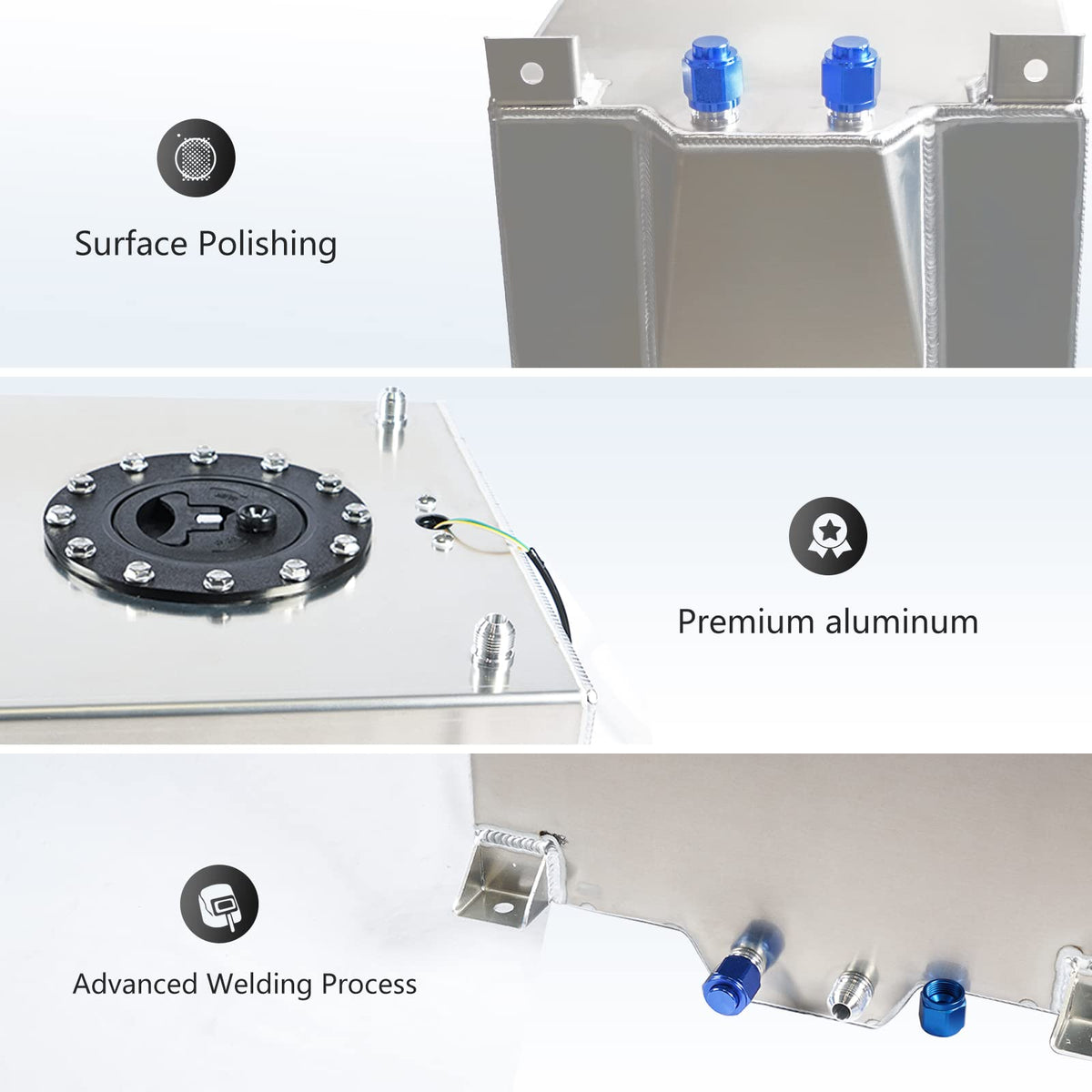 5 Gallon Aluminum Polished Fuel Cell with Cap H54336