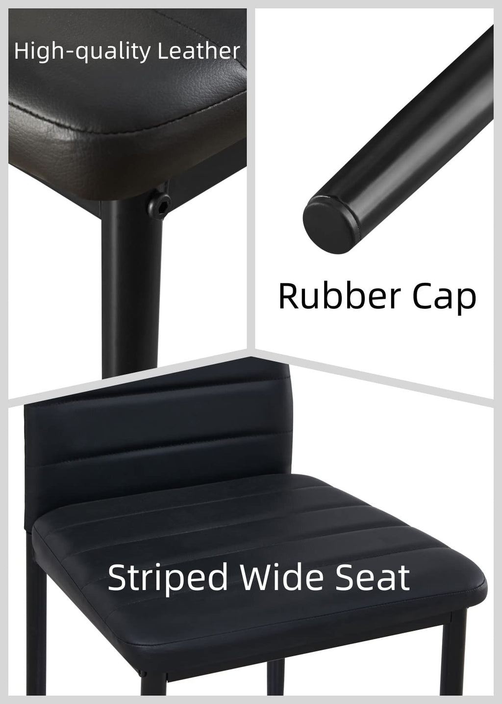 Black PU Dining Chairs Set of 4 Metal Legs U9205