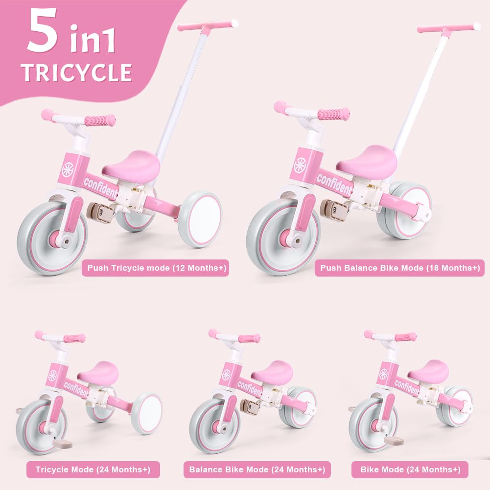 Tricycle for Toddlers 1-3 Year Olds, 5 in 1 Toddler Balance Bike L254032