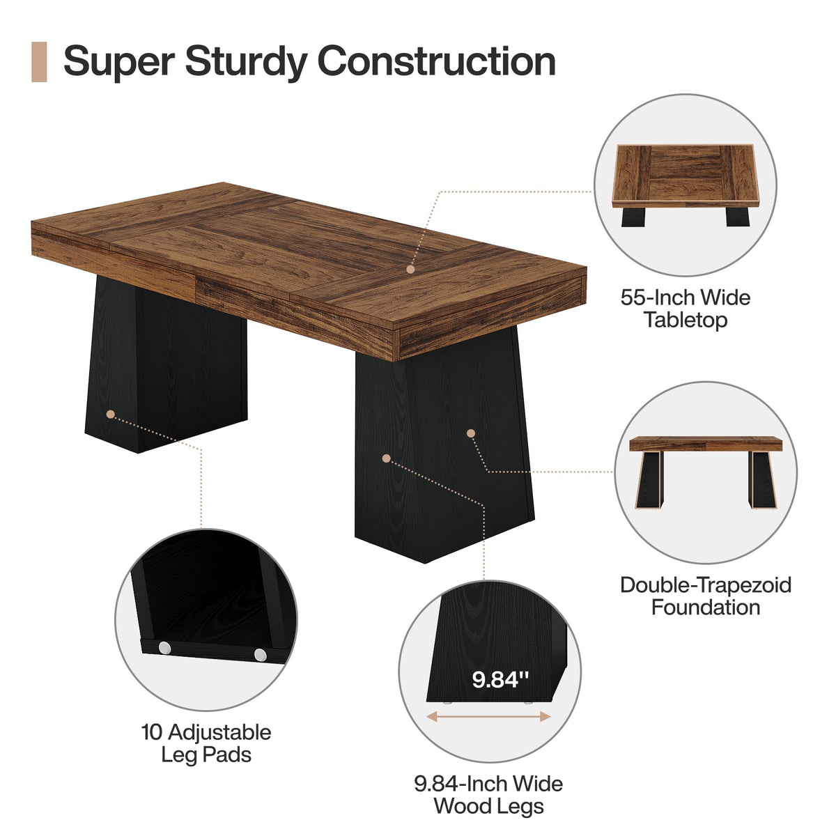55" Wooden Office Desk with Double Pedestal N96258