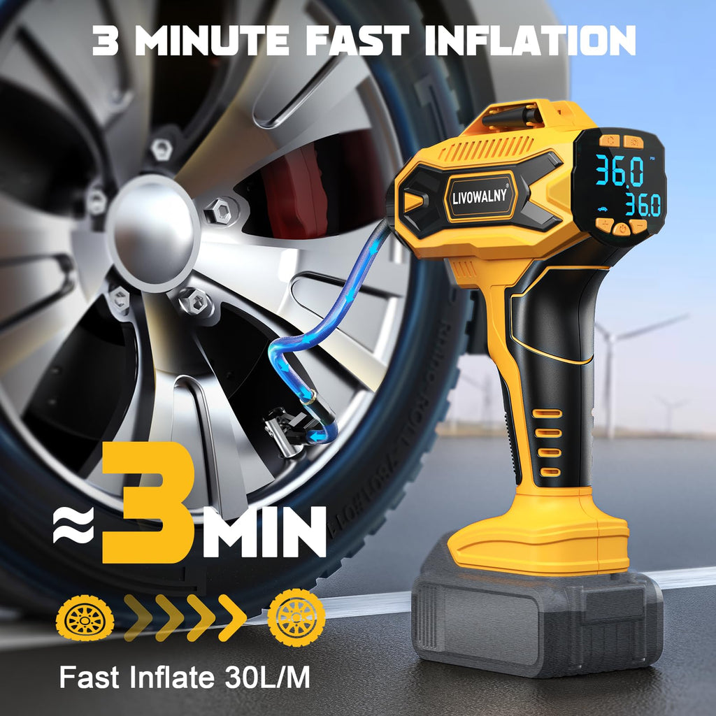 Cordless Portable Tire Inflator Air Compressor 160PSI Digital Pressure Gauge Z644707