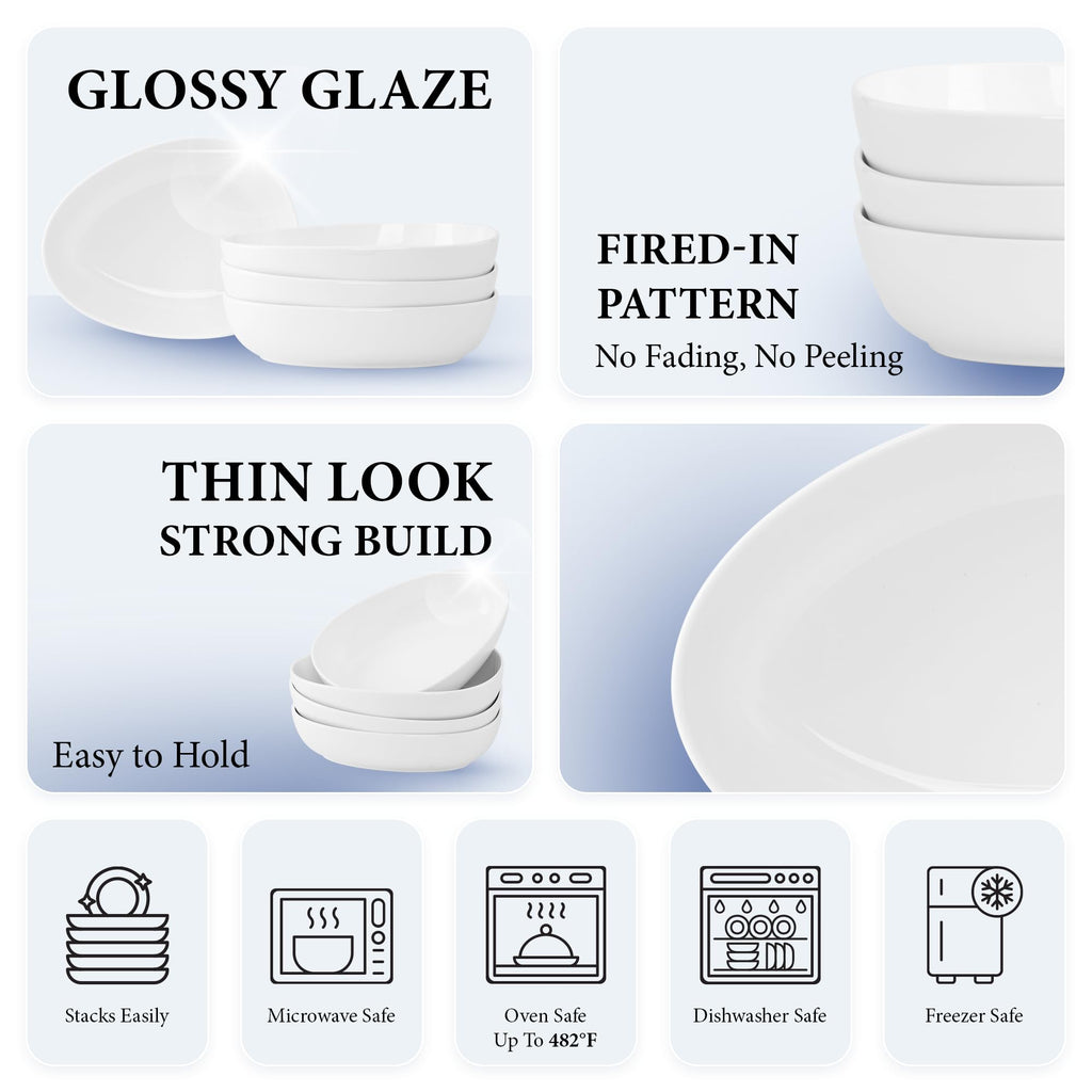 32 Oz White Porcelain Soup Bowls Set of 4 E135383