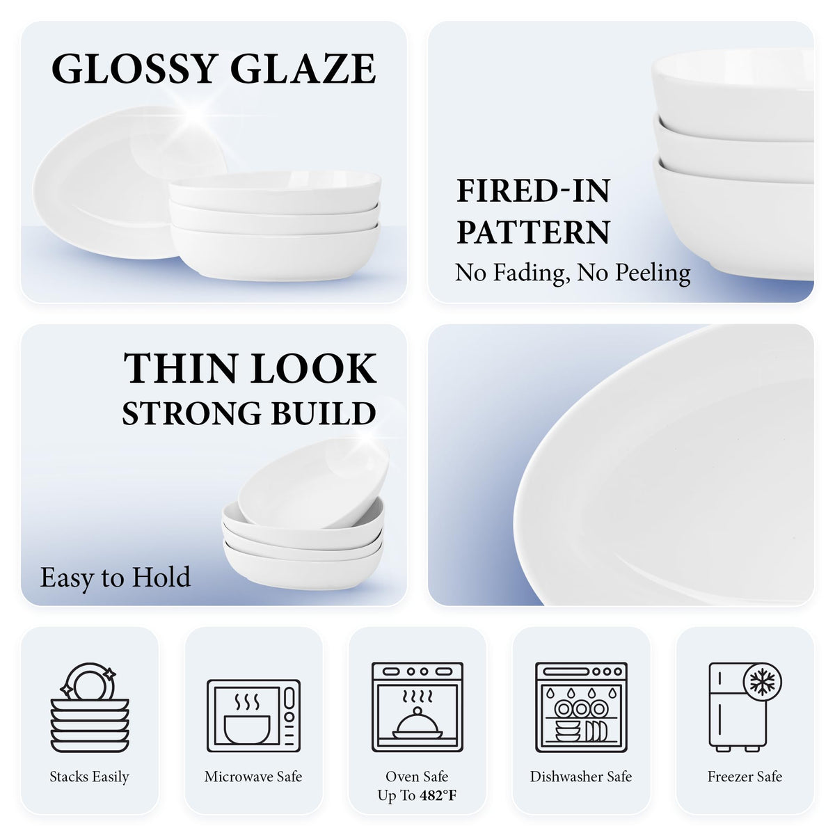 32 Oz White Porcelain Soup Bowls Set of 4 E135383