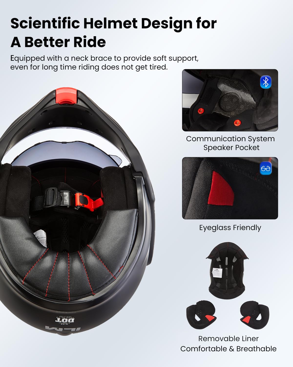 Matte Black Full Face Modular Motorcycle Helmet V9756