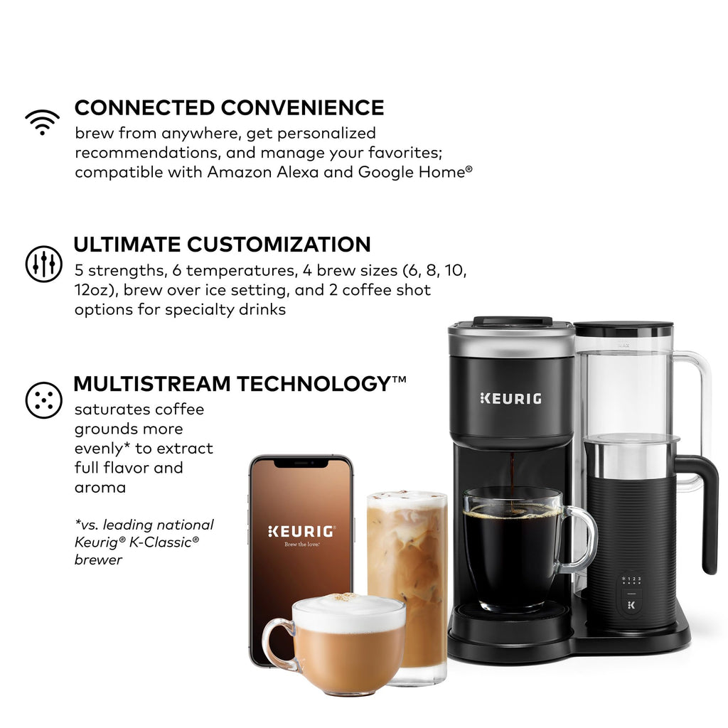 Single Serve Coffee Maker with Built-In Frother, 6 Brew Sizes, Black P700