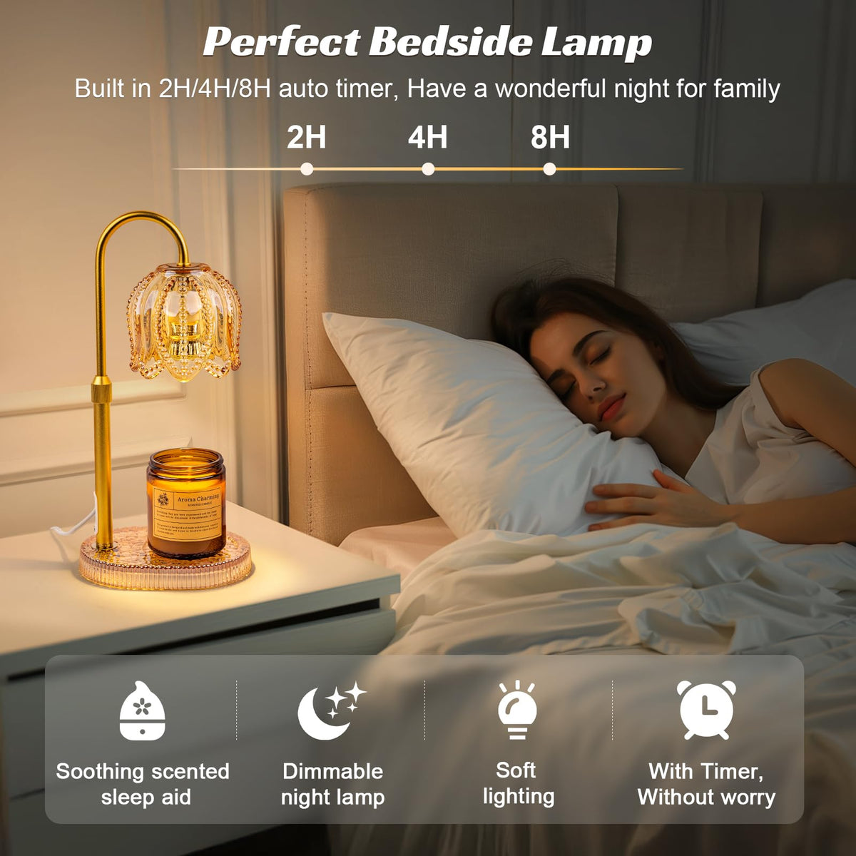 Candle Warmer Lamp with Timer & Dimmable Light Y109499