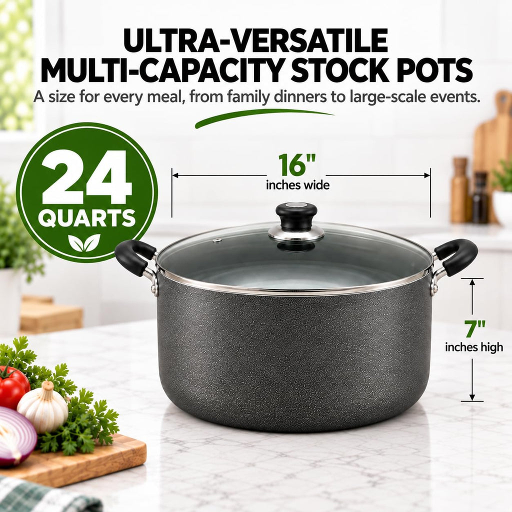 24QT Aluminum Sauce Pot with Glass Lid C7411