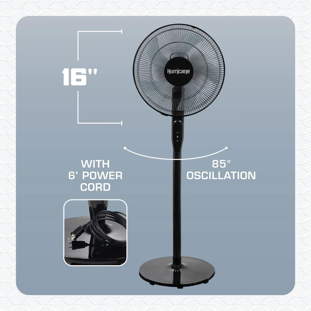 2 Pack Oscillating Pedestal Stand Fan, 12-Speed, 16", Black with Remote Control A394