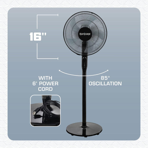 2 Pack Oscillating Pedestal Stand Fan, 12-Speed, 16", Black with Remote Control A394