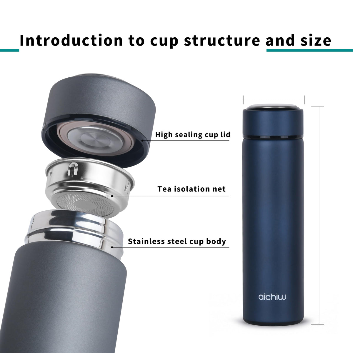 Vacuum Insulated 304 Stainless Steel Travel Mug with Lid 16 Oz Leak-Proof Tumbler U30851