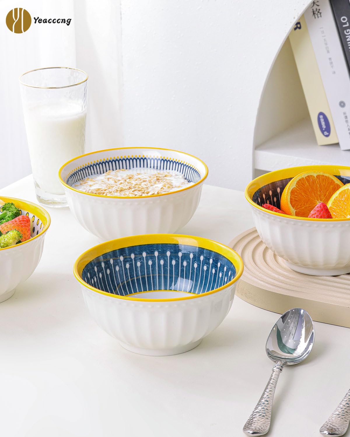 Bohemian Ceramic Bowls Set of 4 G469701